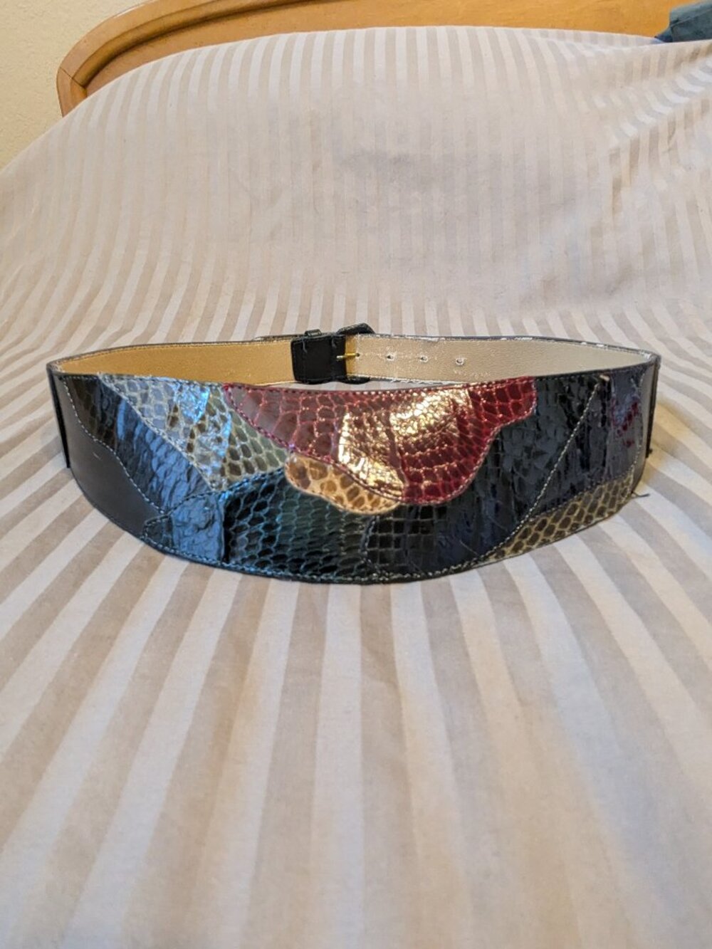 Vintage Patchwork Full Grain Leather Belt size Small 1980s